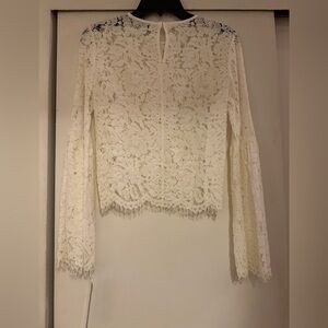 NWT White Lace Bell Sleeve Blouse by Tahari Size Extra Small